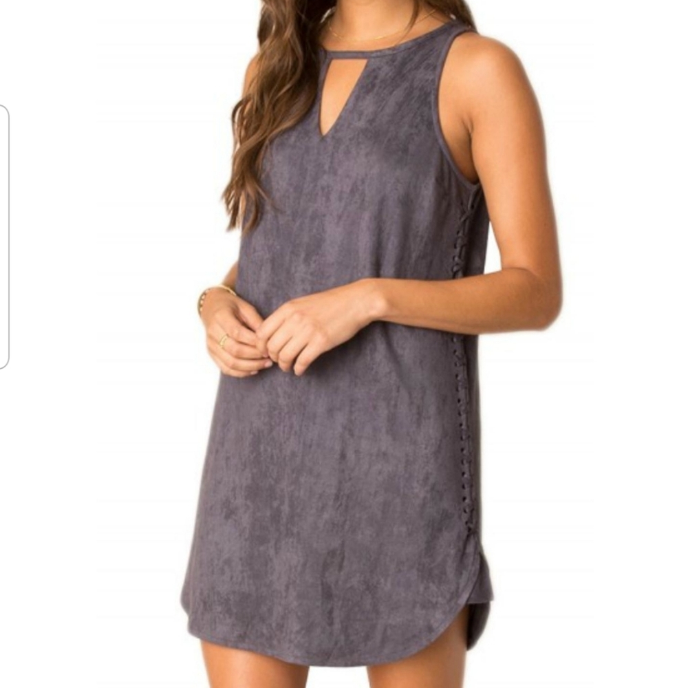 Black Swan Stassi Mini Dress Microsuede Keyhole Grey Women's Small S